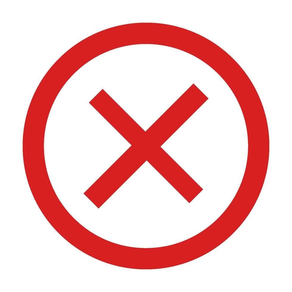 A red circle with a bold X inside, symbolizing an error or incorrect answer to be logged and analyzed.